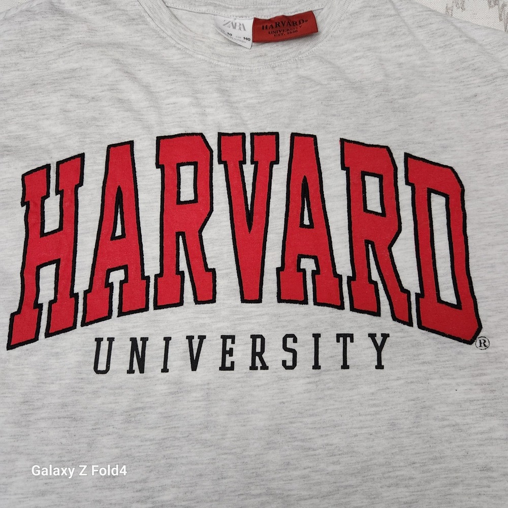 Zara Kids Harvard University Graphic T-Shirt‎ Heather Gray Size 10 140cm - Picture 4 of 5